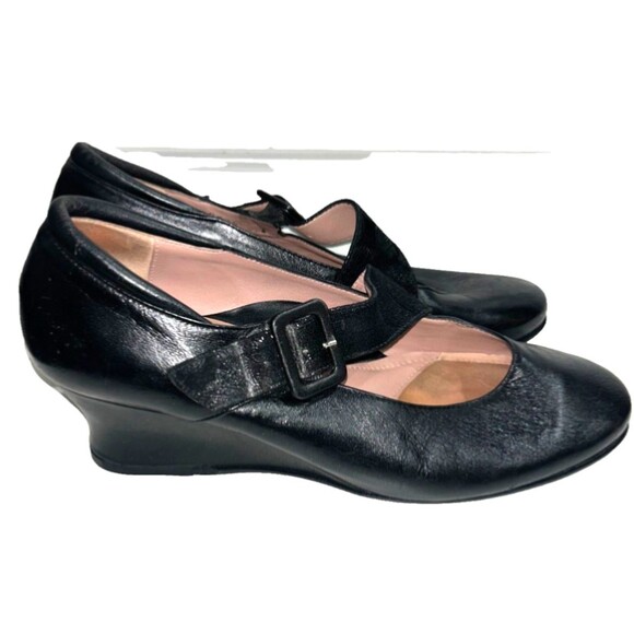 Beautifeel Women's Wedge Mary Jane Comfort Shoe size 39/8 Made in Israel Black - Picture 1 of 10